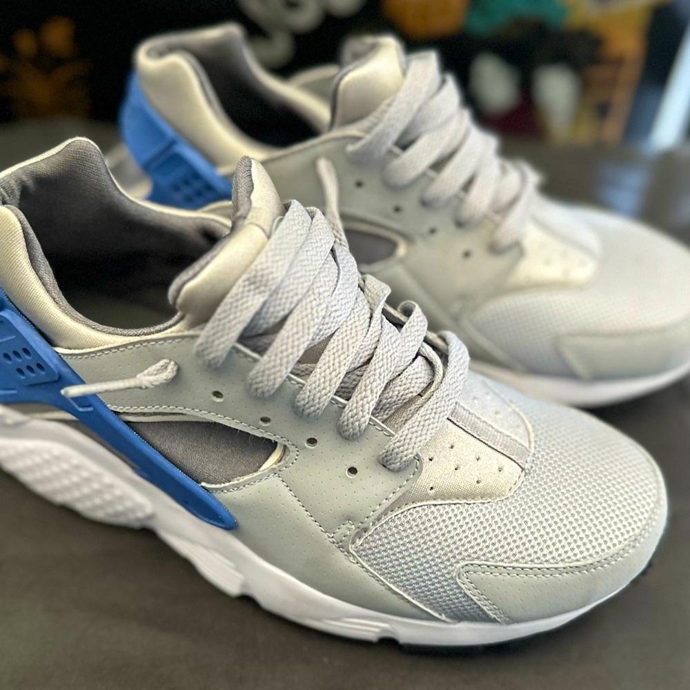 Nike Air Huarache Ultra Shoes Big Kids 7 Womens 8.5 Gray Blue Sneaker 654275-027